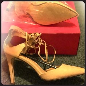 Never been worn sexy tie up nude heels!